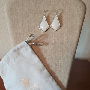 Kendra Scott Silver and White Drop Earrings